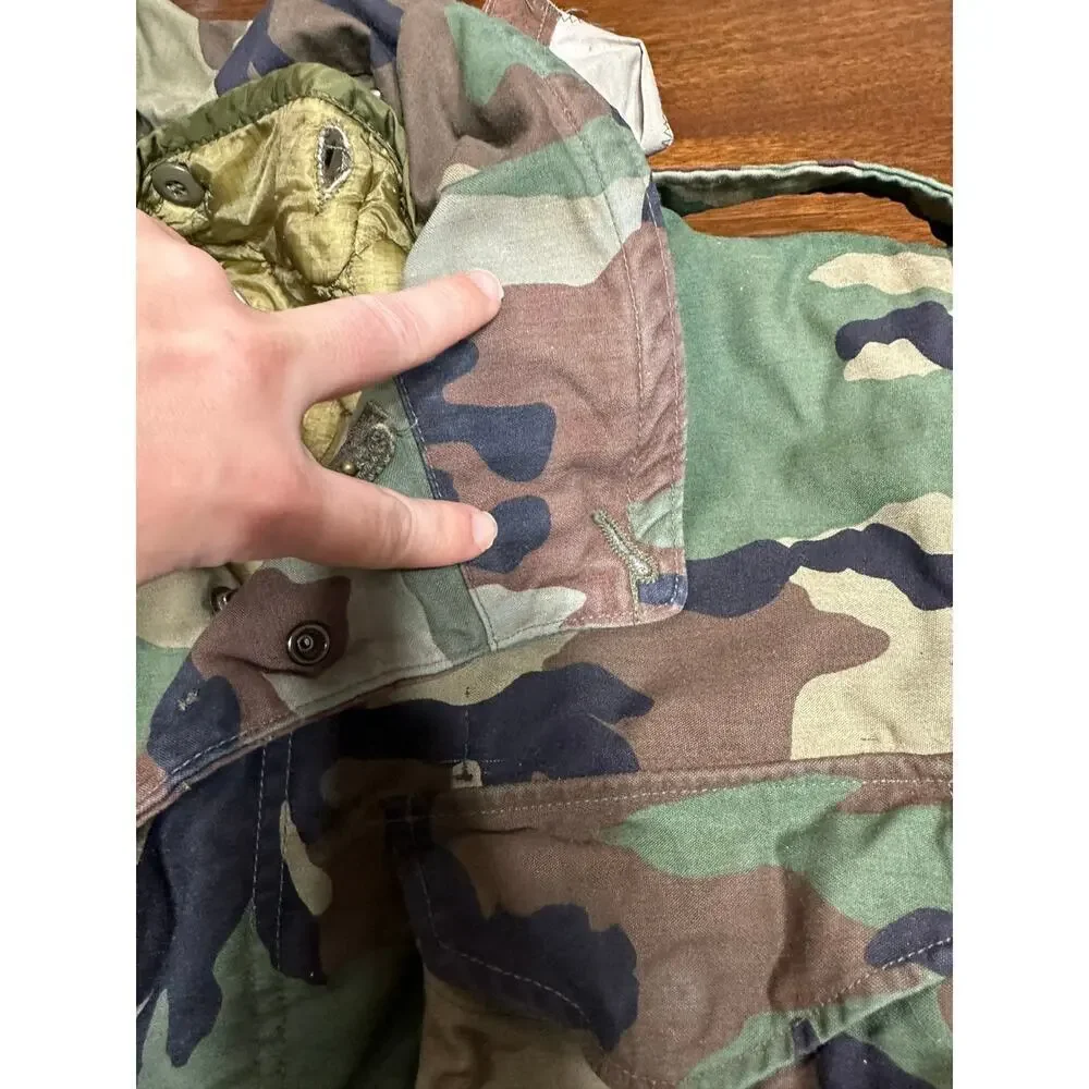 US Military Camo Hooded Jacket Men Medium Hunting Utility Tactical Work Outdoor